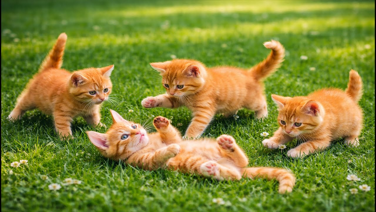🌿😺 Happy Little Kittens Having Fun Outdoors | Soft Meowing Sounds | Cute Cat Video