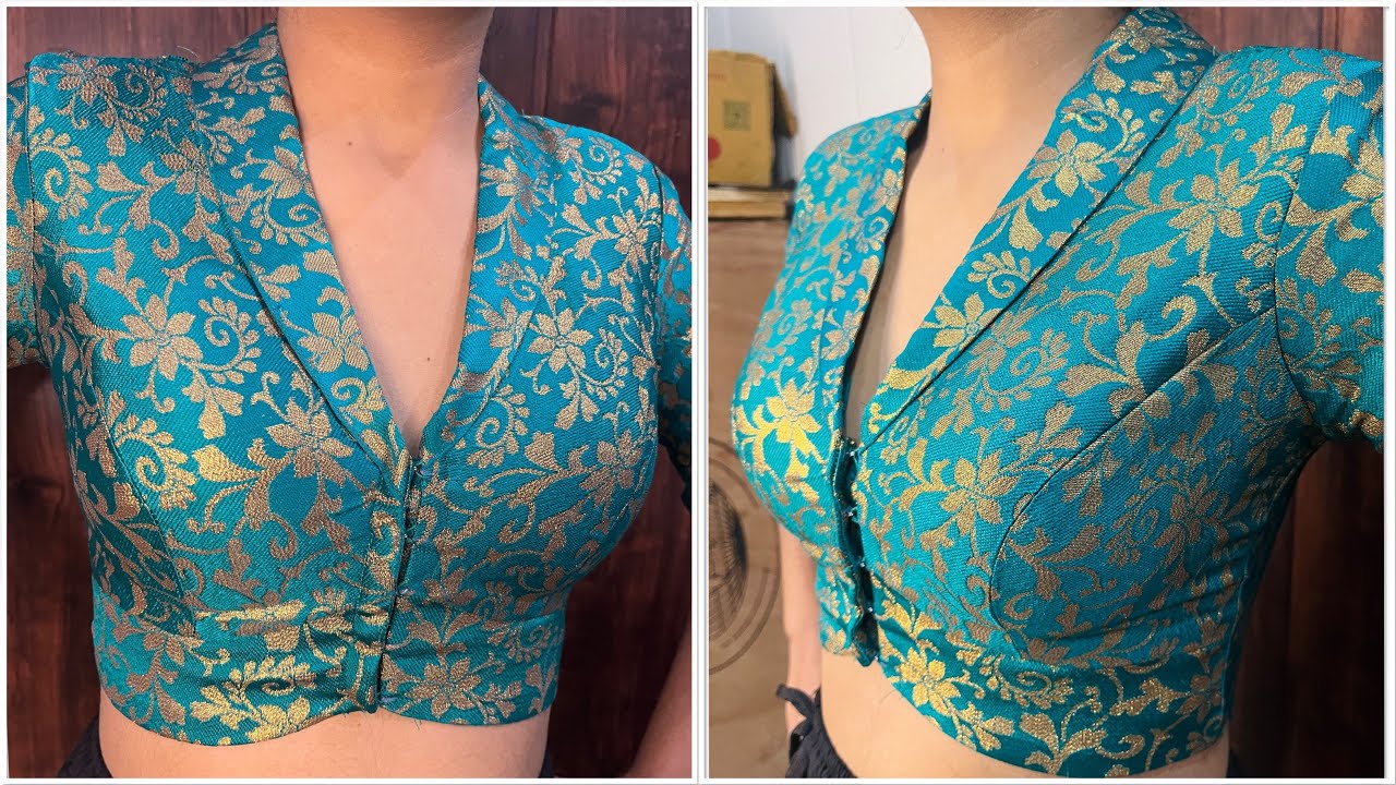 Shawl Collar Cutting And Stitching Part 2/Perfect Fitting Collar Blouse/#shahnaz #blouse
