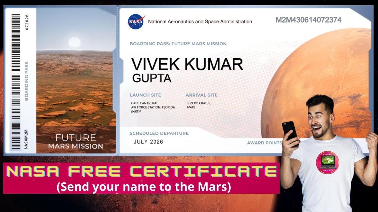 How to get free Nasa Certificate | how to get nasa boarding pass | send your name to mars (2026)