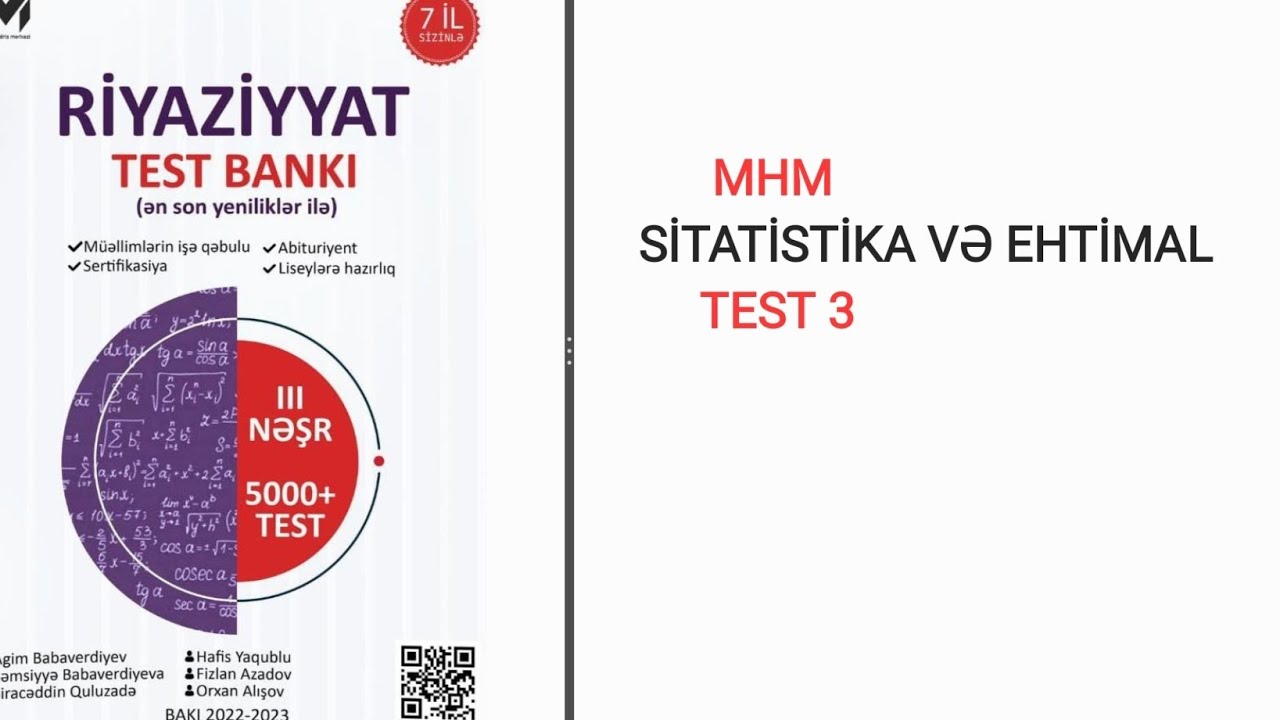 MHM SİTATİSTİKA VƏ EHTİMAL TEST 3 [TAM İZAHLI]