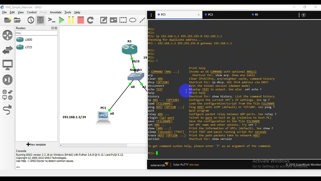 How to Create a Simple Network in GNS3 with 1 Router, 1 Switch & multiple End Devices (VPCs)