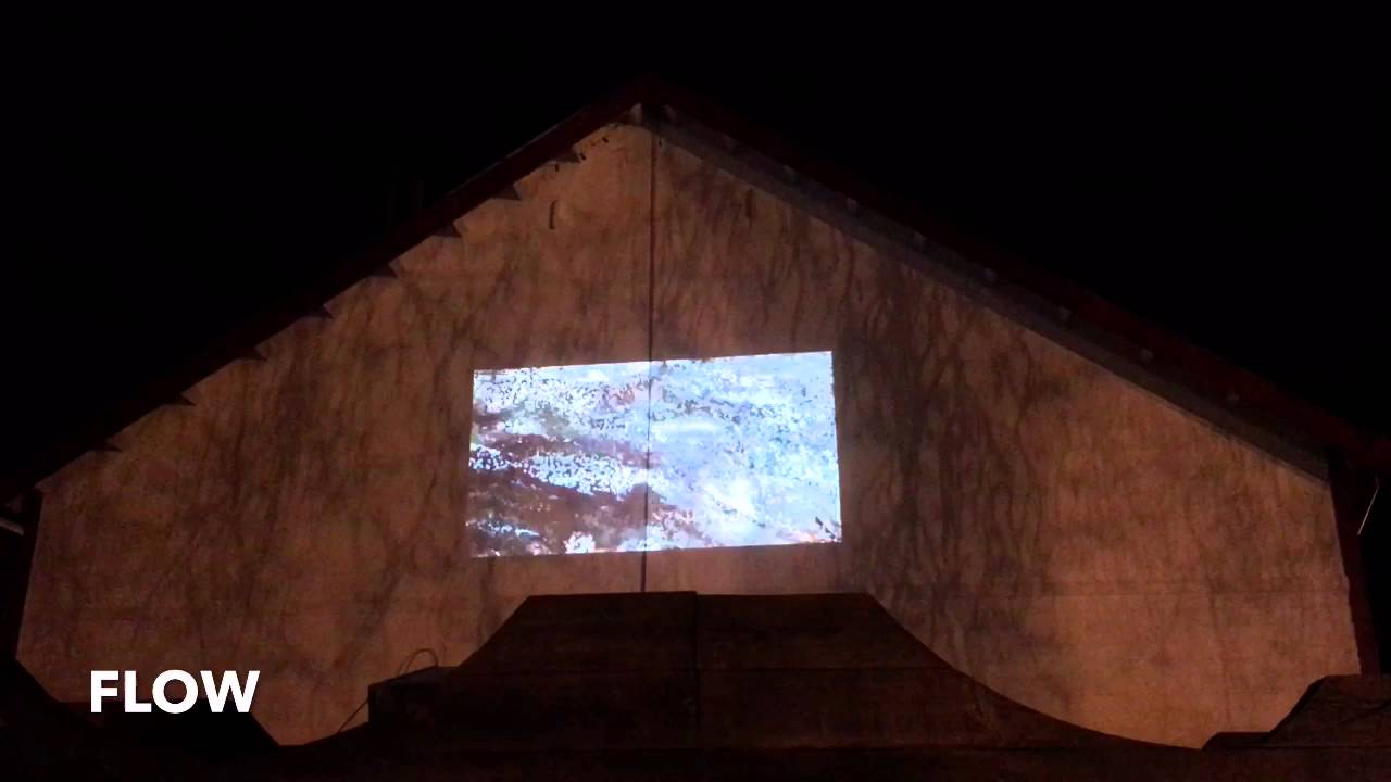 Flow - Outdoor salmon projection at the Gulf of Georgia Cannery NHS