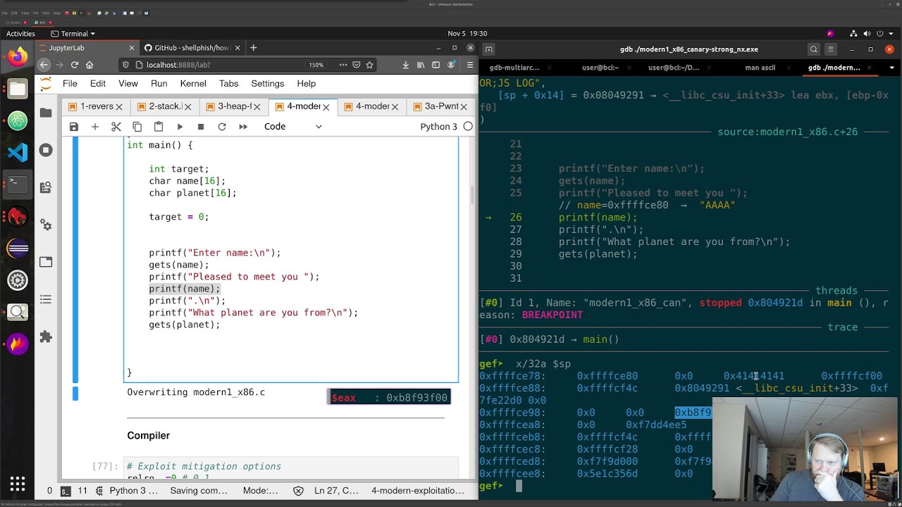 Modern Binary Exploitation: Sample Lesson - Stack Canaries