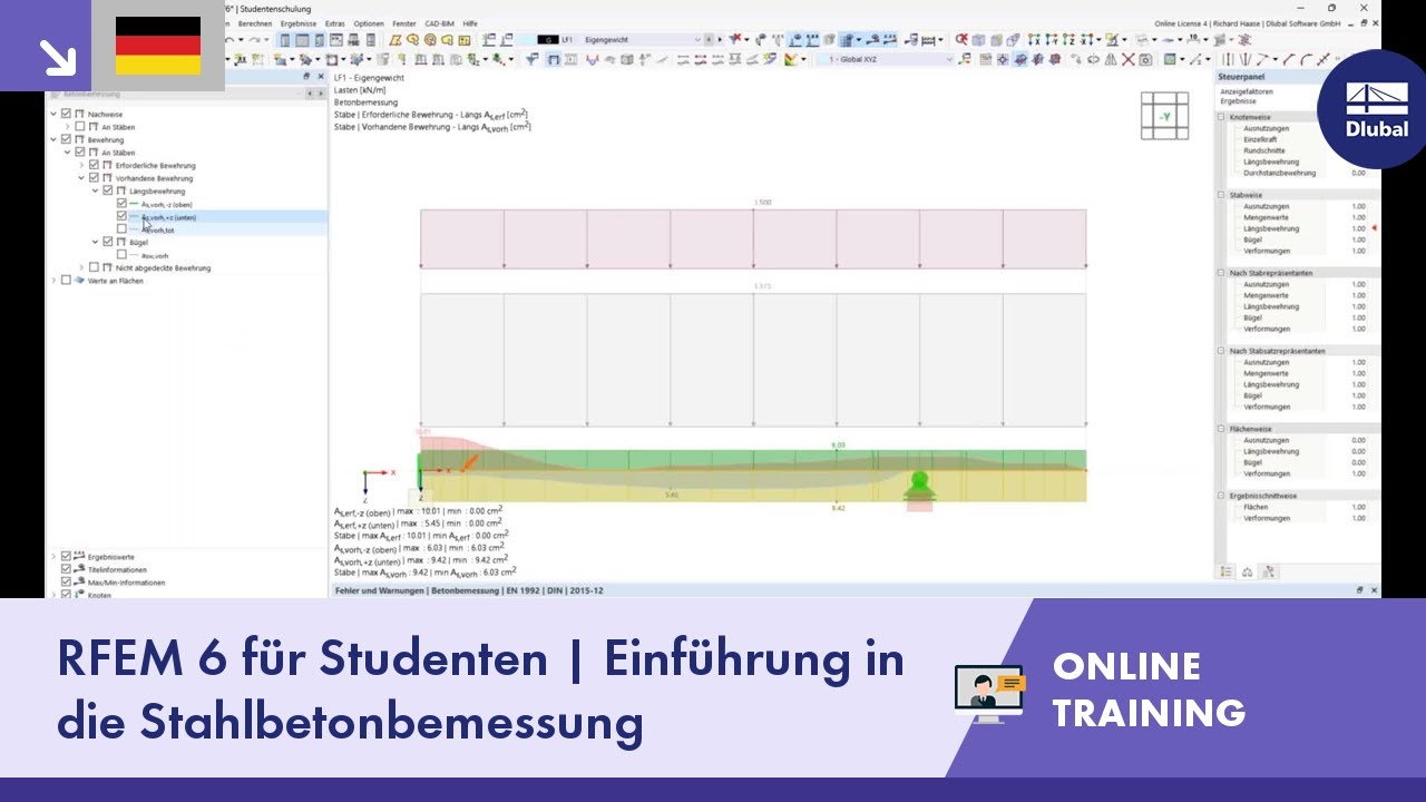 RFEM 6 für Studenten | Einführung in die Stahlbetonbemessung | 15.05.2023