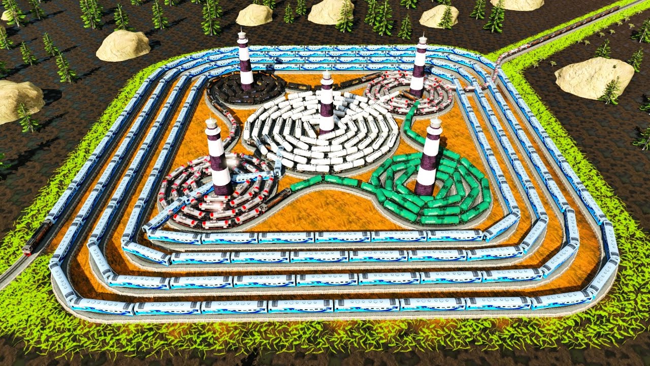 Rel Kereta Api Kotak Raksasa & Lima Rel Super Spiral Ekstrim🚇Rel Labirin Unik Sangat Besar🚂Trainz 22