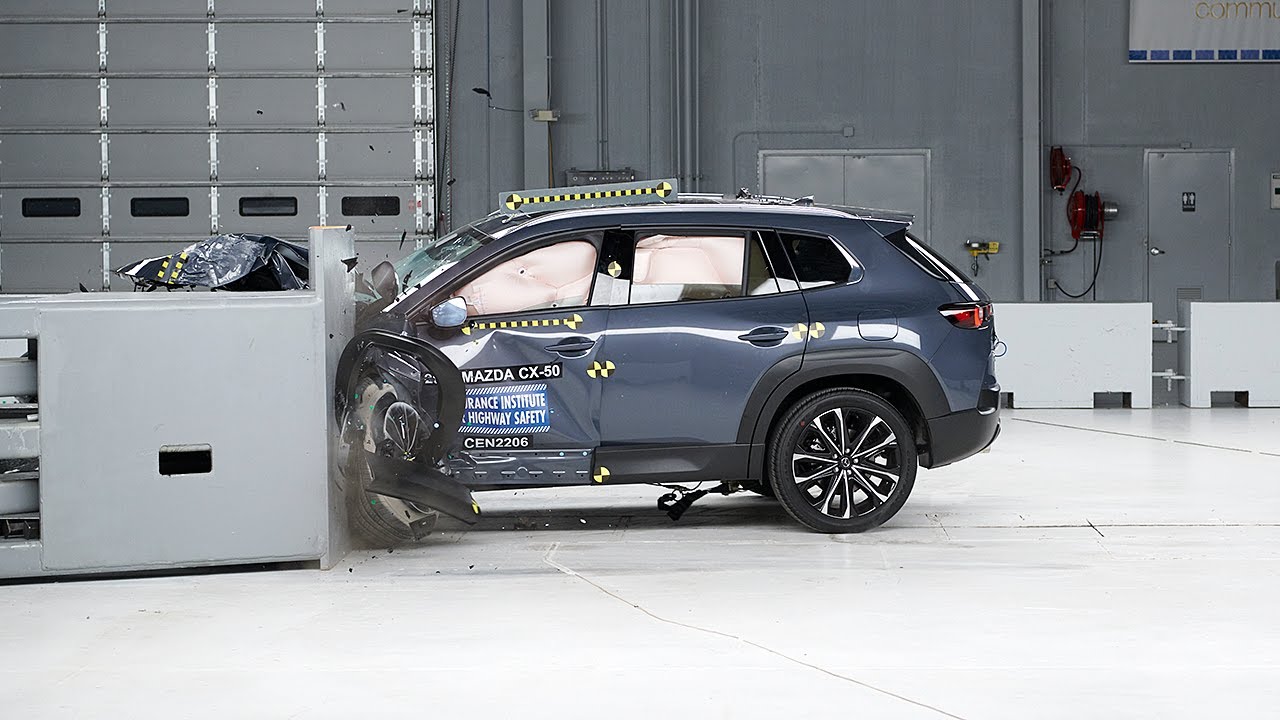 2023 Mazda CX-50 driver-side small overlap IIHS crash test