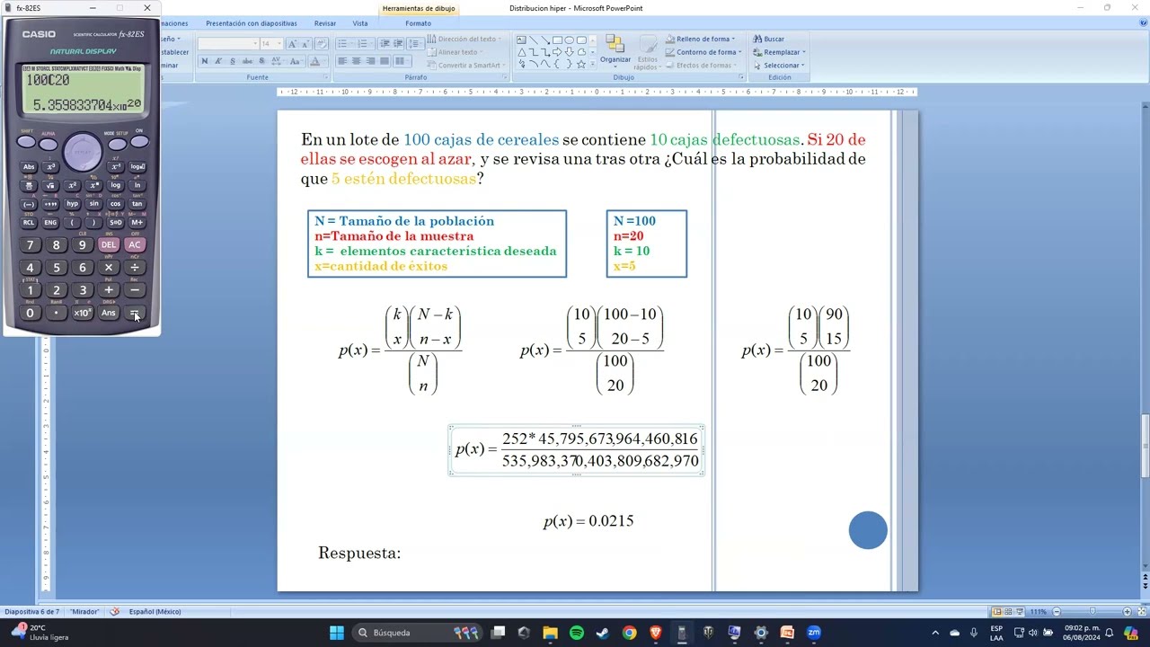Distribución Hipergeométrica, ejercicios resueltos paso a paso y en calculadora.
