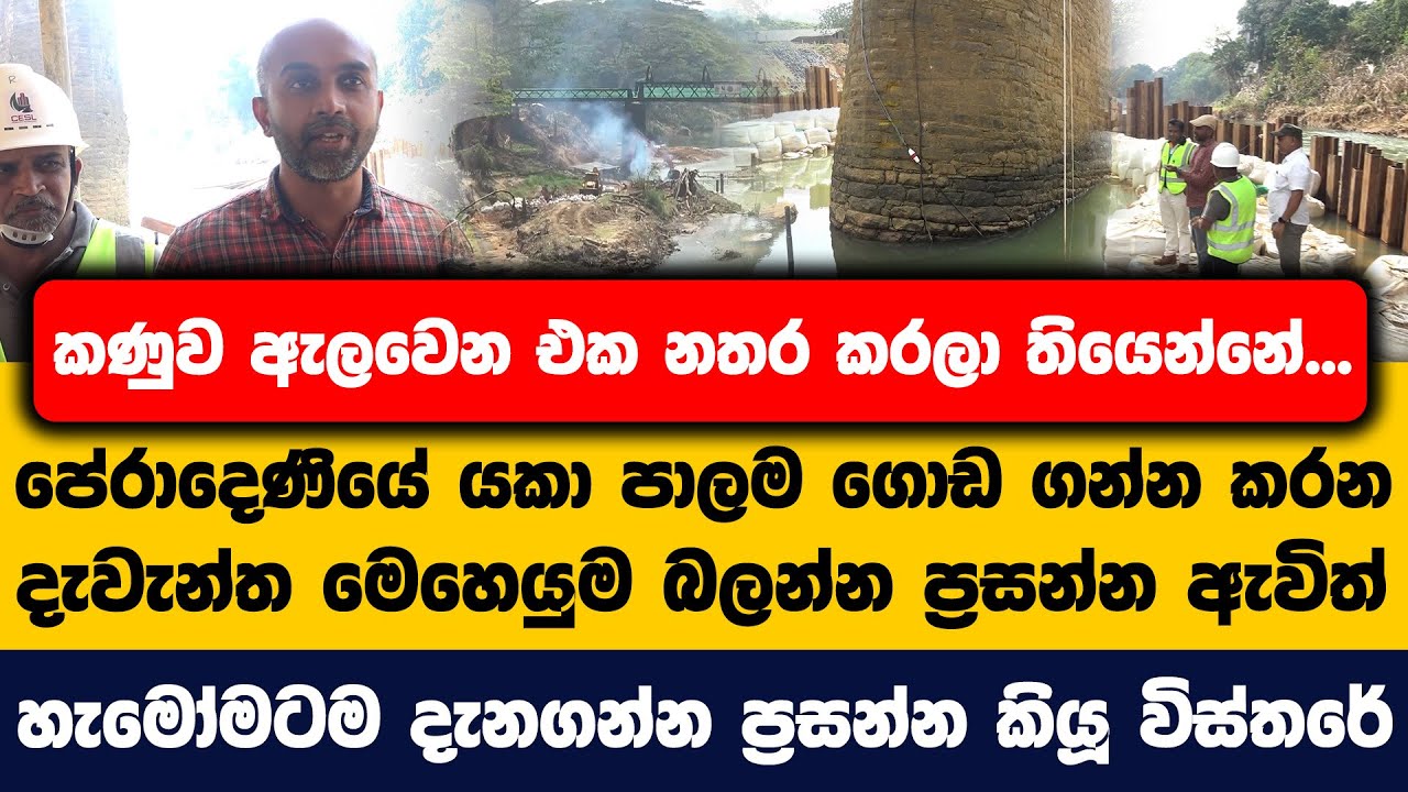 කණුව ඇලවෙන එක නතර කරලා තියෙන්නේ...| පේරාදෙණියේ යකා පාලම ගොඩ ගන්න කරන මෙහෙයුම බලන්න ප්‍රසන්න ඇවිත්