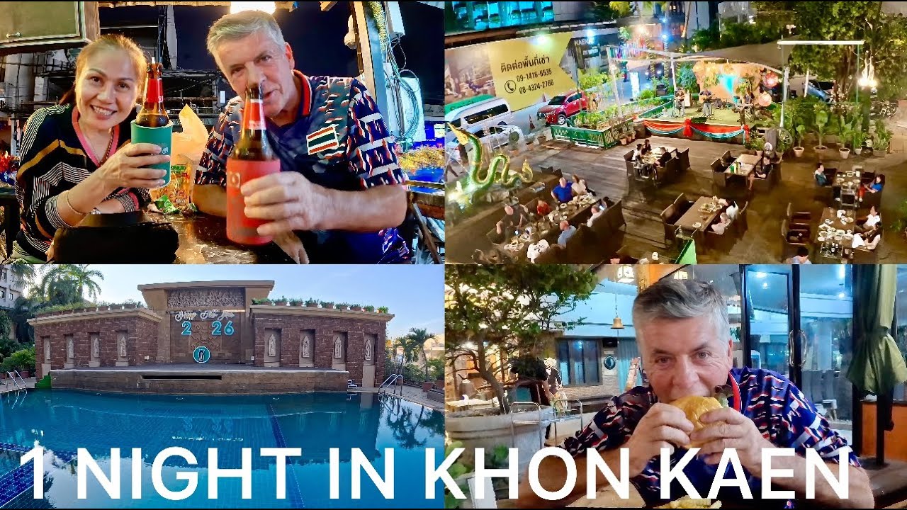 1 night in Khon Kaen.  Retired and living in Mahaarakham Isan Thailand.