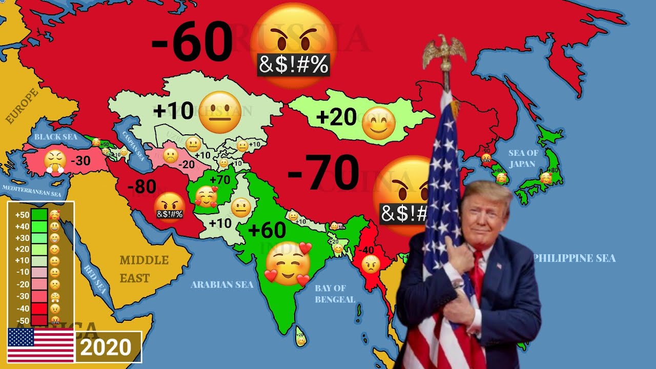 Relations between USA 🇺🇲 and Asia 1900 - 2024 (Every year)
