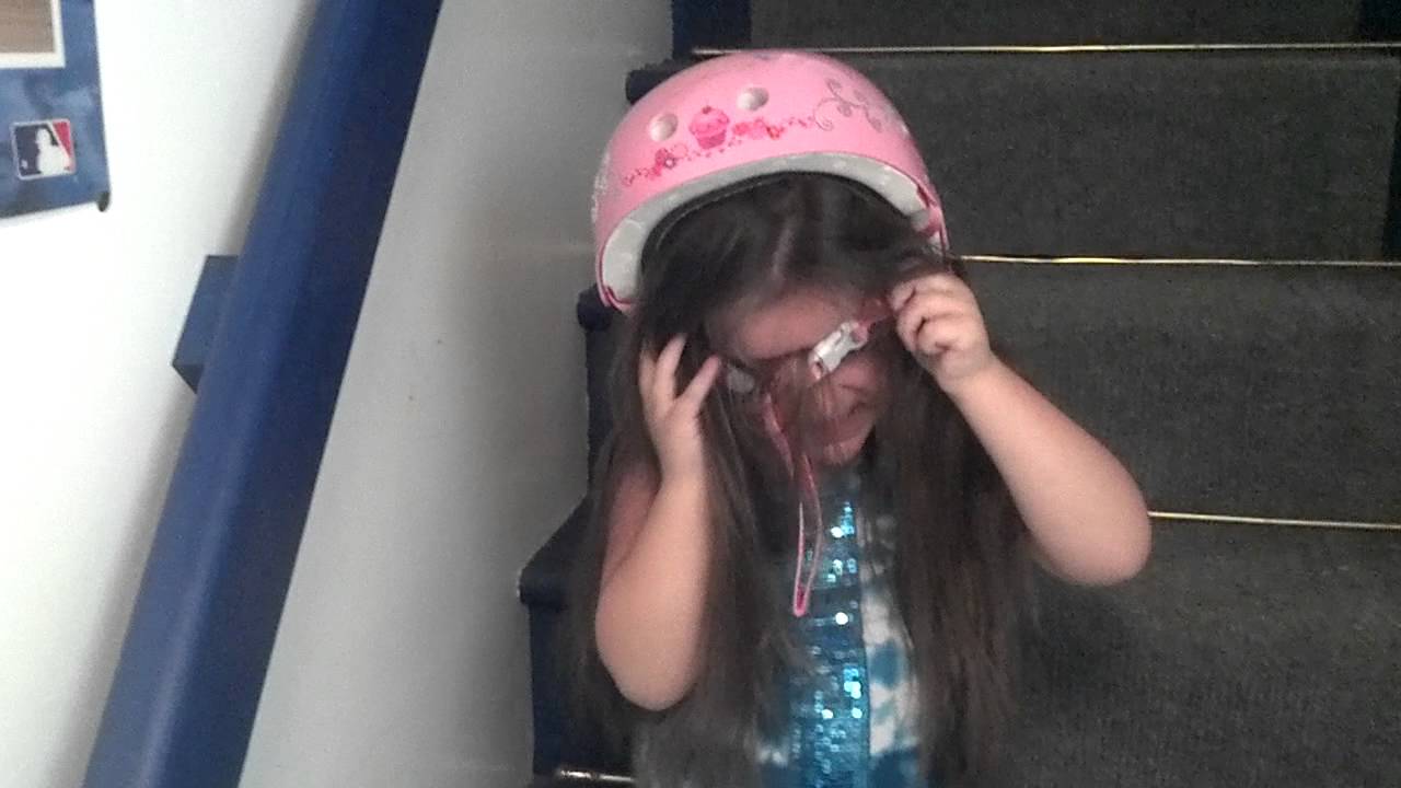 Head stuck in bicycle helmet