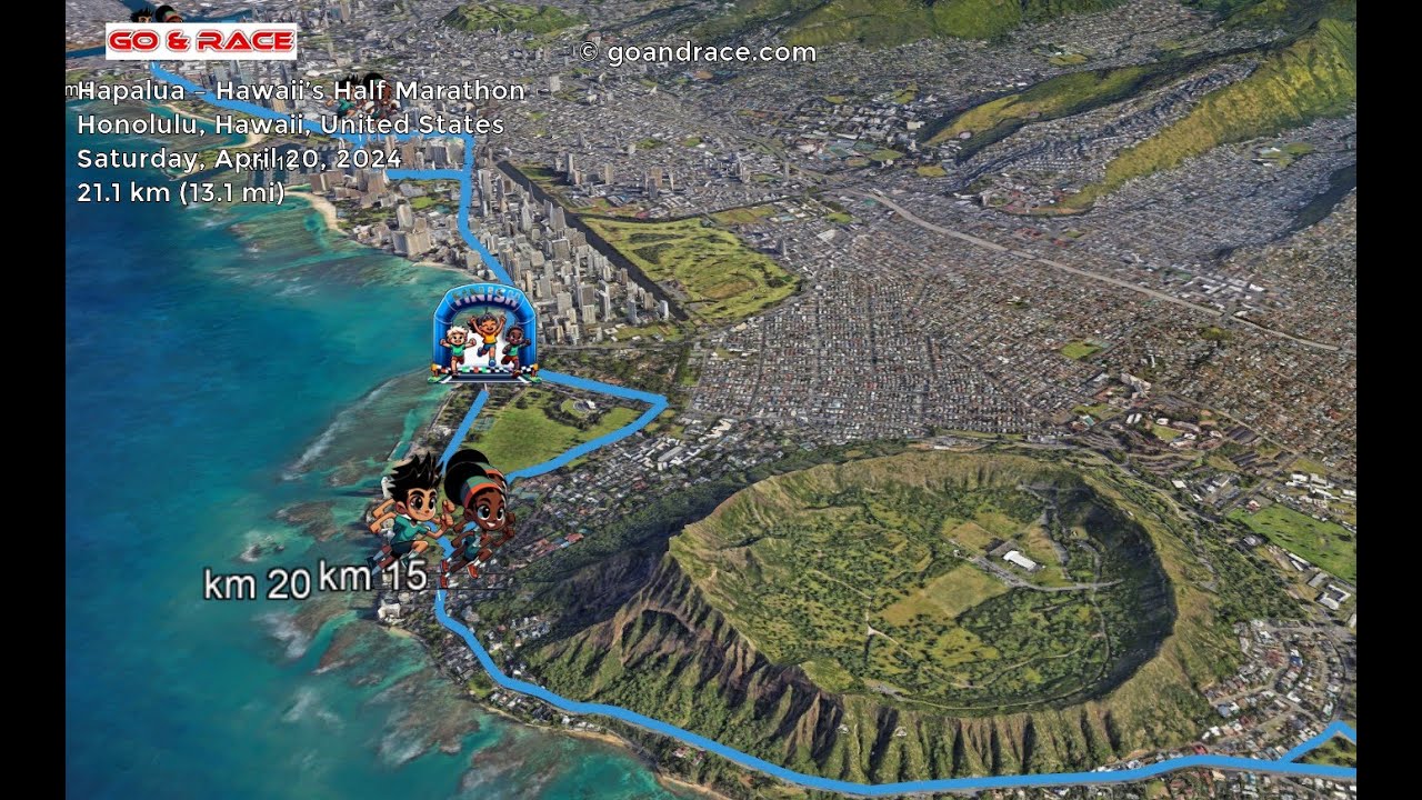 Hapalua – Hawaii’s Half Marathon (2024): fly over the half-marathon 3D course map!