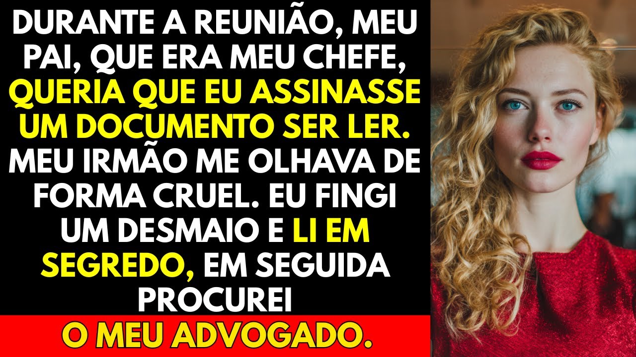 Durante a reunião, meu pai, que era meu chefe, queria que eu assinasse um documento ser ler. mas...