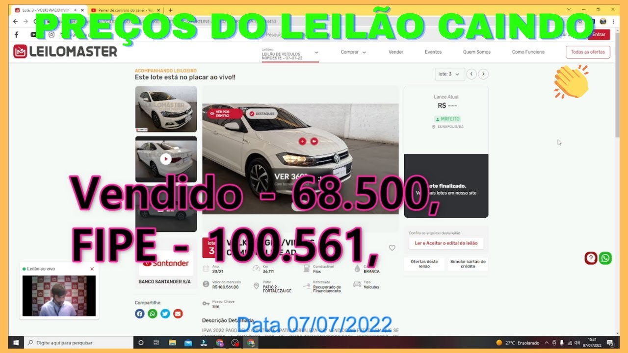 &Oacute;TIMOS PRE&Ccedil;OS NESSE LEIL&Atilde;O 07/07/2022 - LEILOMASTER