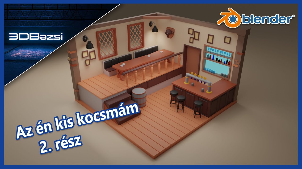 Blender Alapok Magyarul - Az én kis kocsmám - modellezés 2. rész (2/8)