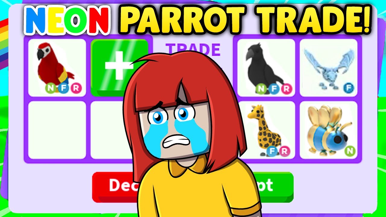 Trading NEON PARROT in Adopt Me RICH SERVER (Roblox Trading Proof)