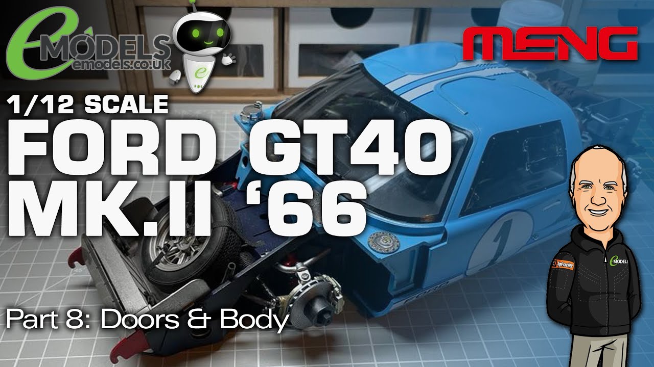 Meng 1/12 Ford GT40 Mk.II '66 (# MMGRS-002 ) 8: Assembling Doors & Mounting The Body