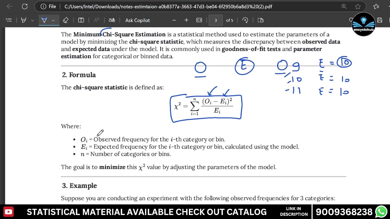 MINIMUM CHI SQUARE   Statistical Inference and Hypothesis Testing STATISTICS, ISS