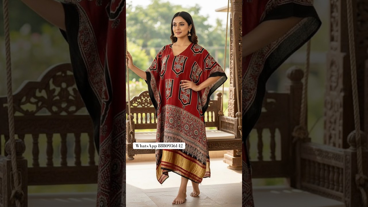 Ajrakh Modal Silk Kaftan 😍 ₹1650+ #kaftan #fashion #trendingshorts #onlineshopping