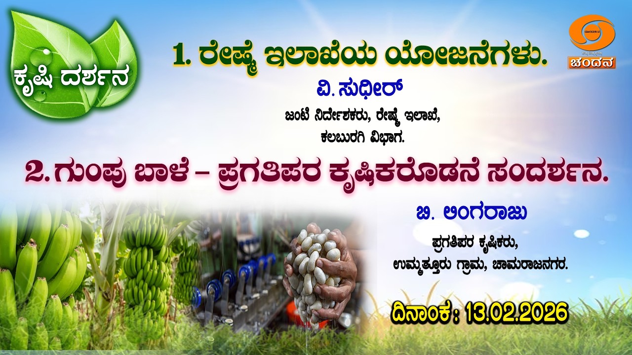 Krishi Darshana | Agriculture Program | ರೇಷ್ಮೆ ಇಲಾಖೆಯ ಯೋಜನೆಗಳು | 13.02.2026 | 6PM | DD Chandana