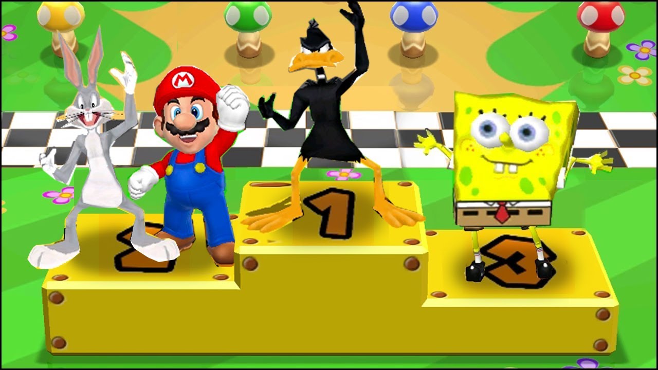 Mario Party 9 MiniGames Bugs Bunny Vs Mario Vs Daffy Duck Vs SpongeBob (Master Difficulty)
