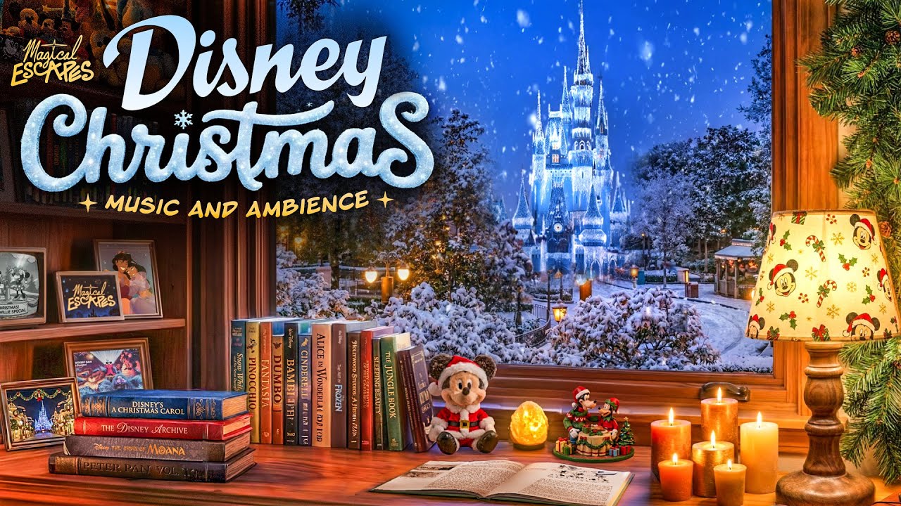 Disney Christmas Ambience 🎄 Castle & Main Street Snowfall Loop ✨