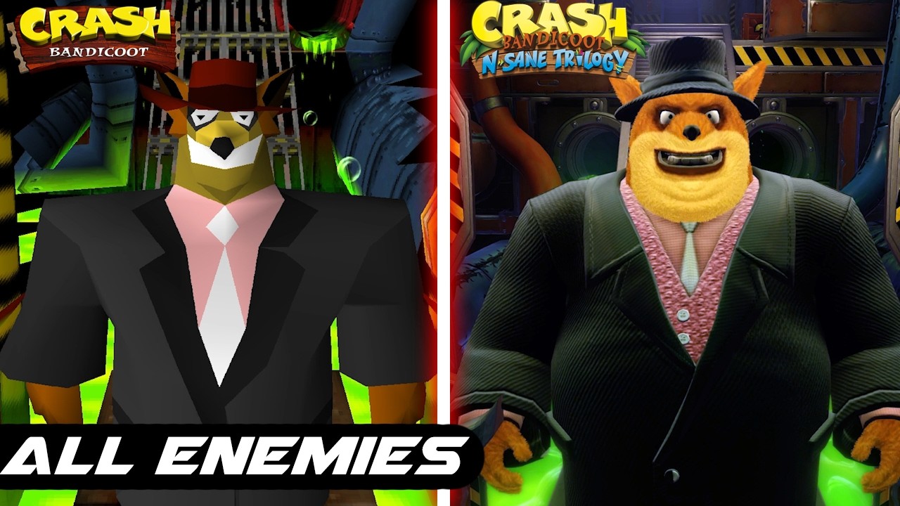 Crash Bandicoot  1 - All Enemies Model Comparison (Original vs Remake) - Side by Side