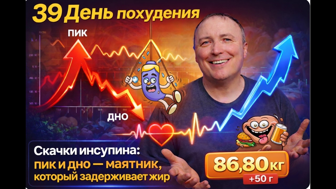 3️⃣9️⃣ День похудения | Скачки инсулина: пик и дно — маятник, который задерживает жир | 86,80 кг