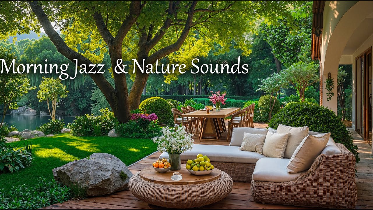 Sunny Garden Morning Coffee ☀️ Relaxing Smooth Jazz in a Fresh Green Outdoor  for Study & Work