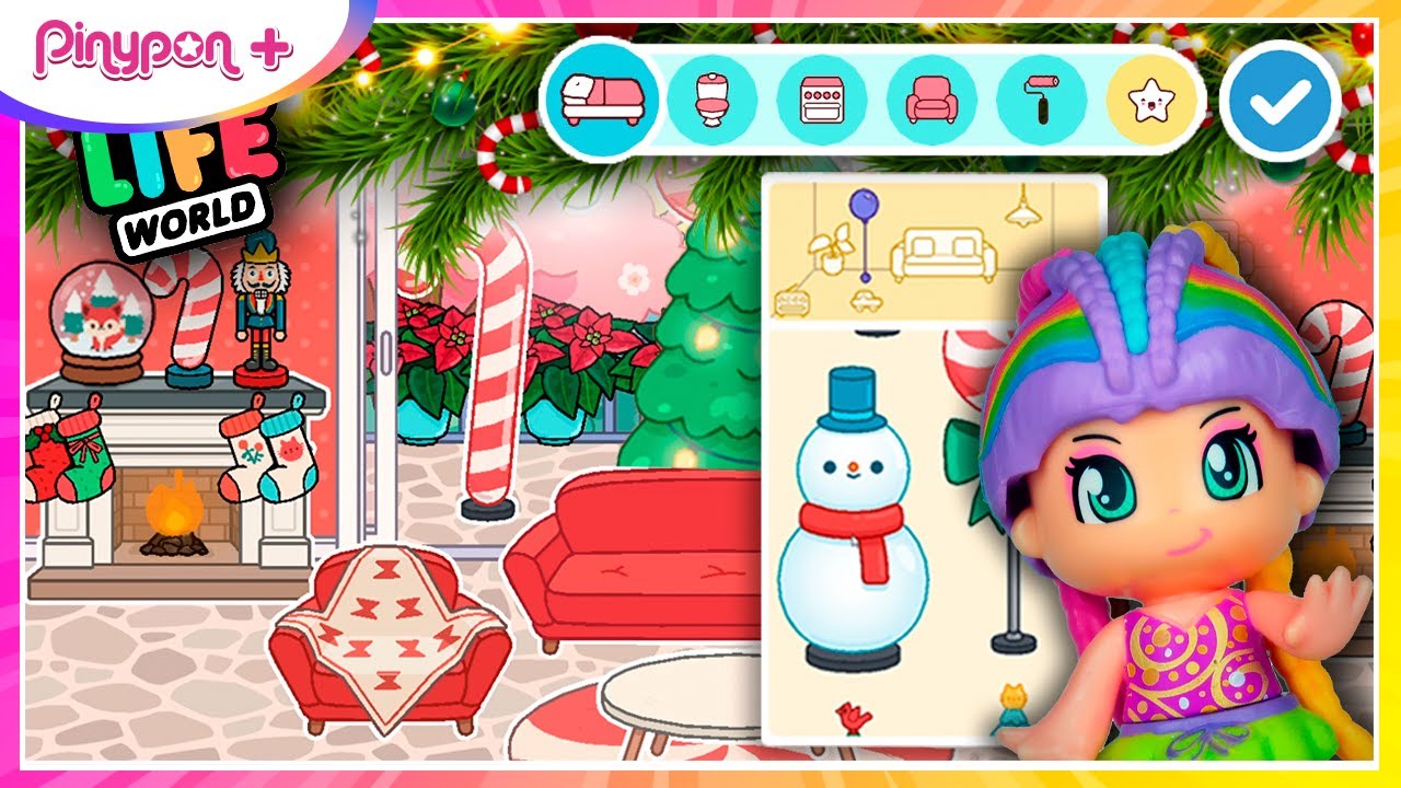 ¡Decoro mi casa de Navidad en Toca Boca Life!  Pinypon Plus Juguetes