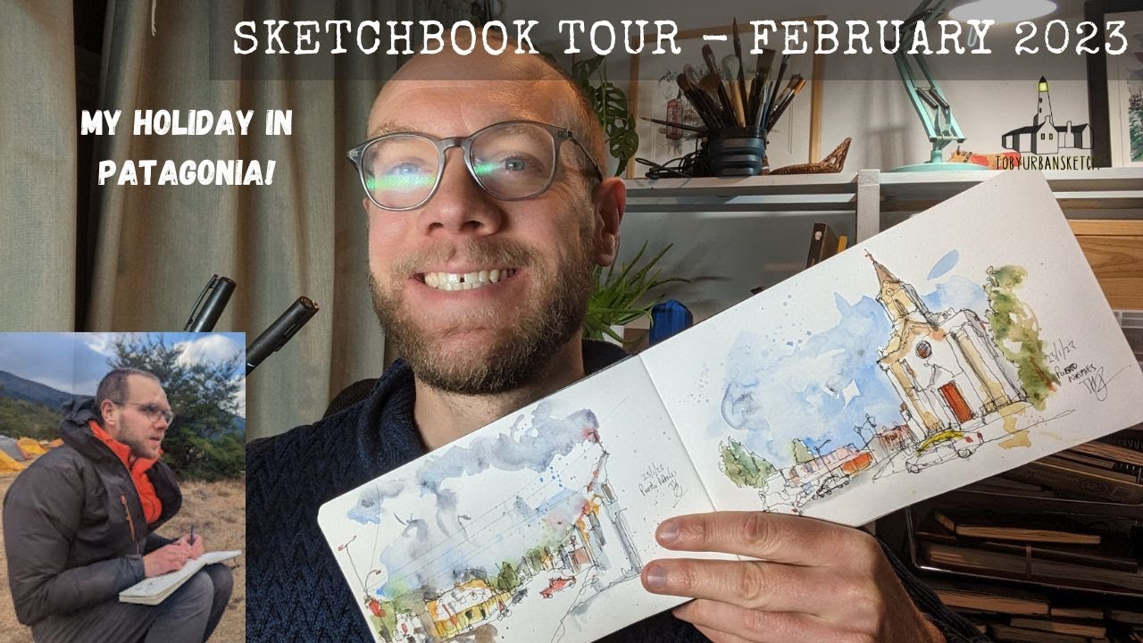 Urban Sketching Sketchbook Tour - Travel Paintings from Patagonia