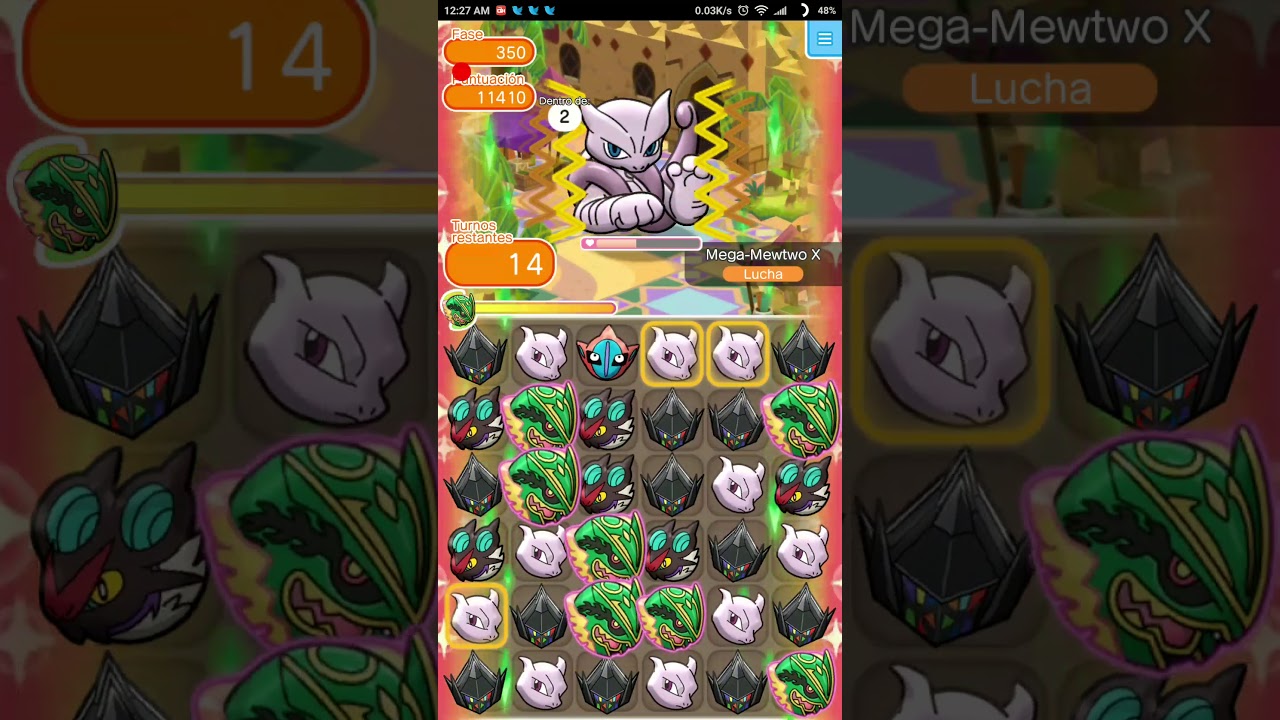 Pokémon Shuffle - Mega Mewtwo X S Rank (Items). Stage 350.