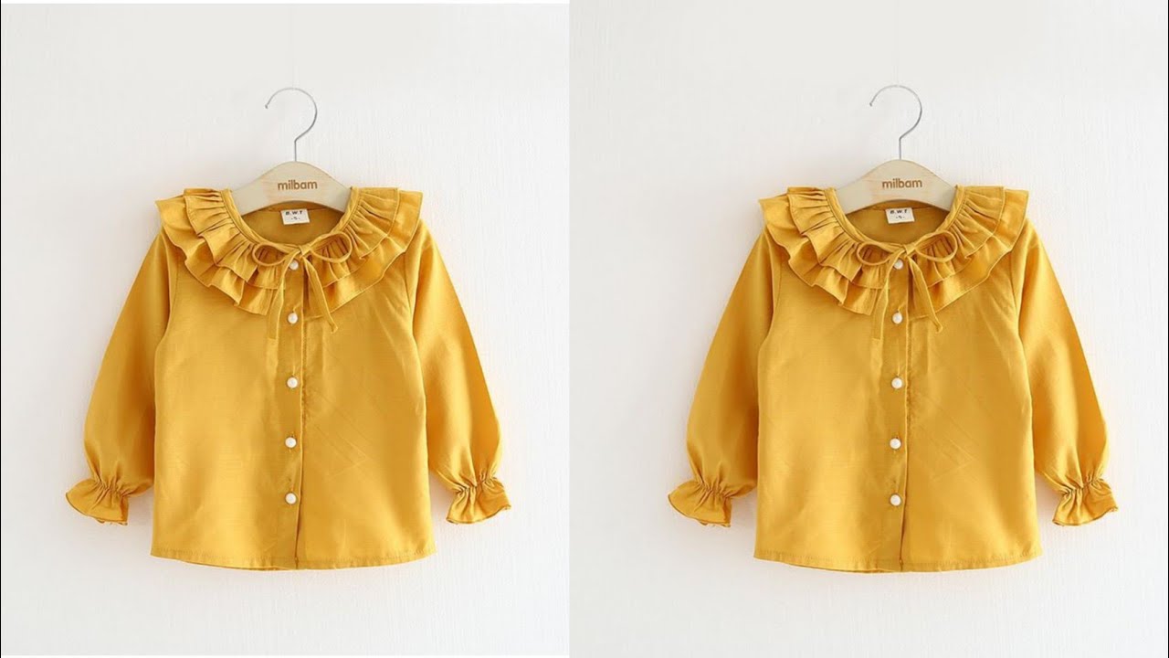 Designer Top Full Sleeves Cutting And Stitching For Babies//Top Cutting//Frill Neck Baby Top