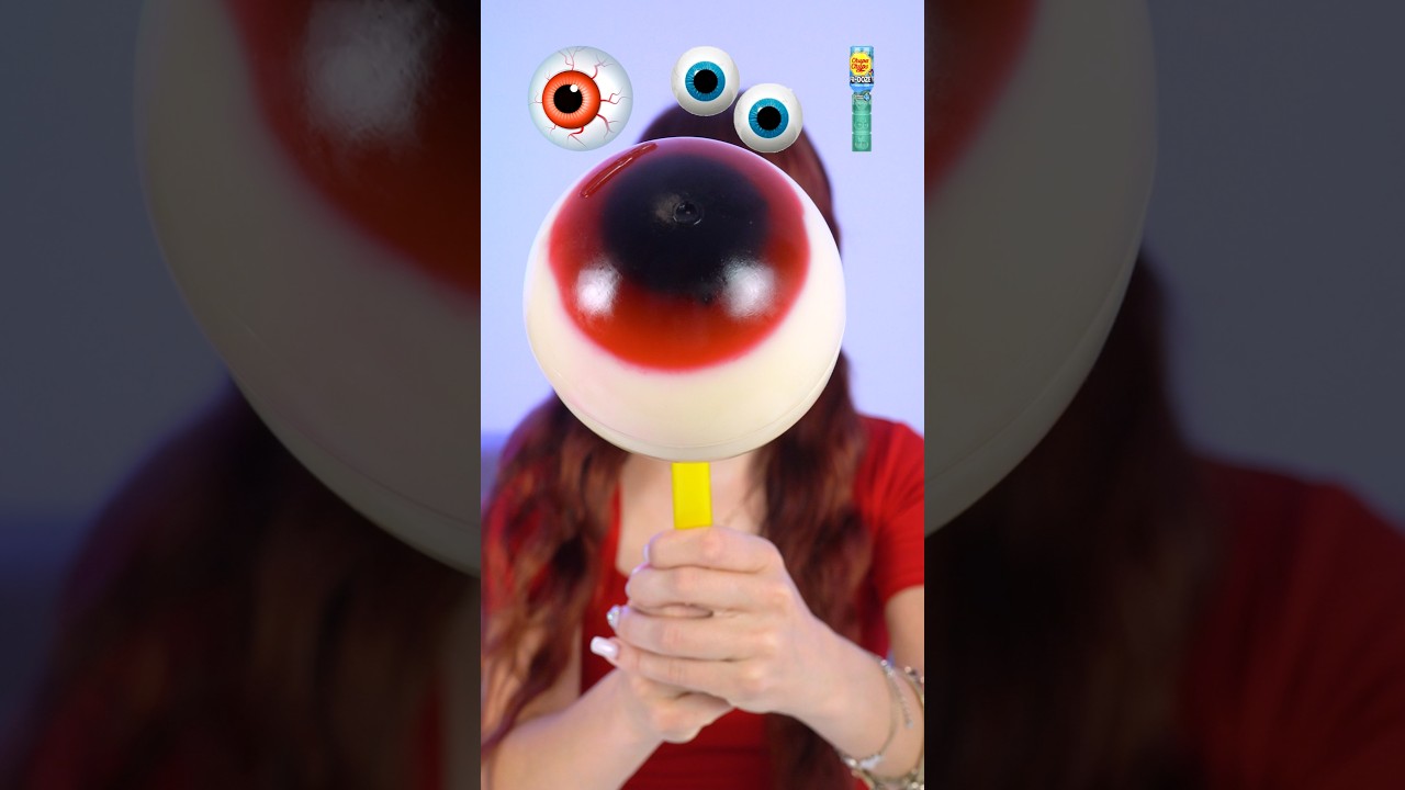 ASMR Giant Gummy Eyeball Lollipop Candy #shorts