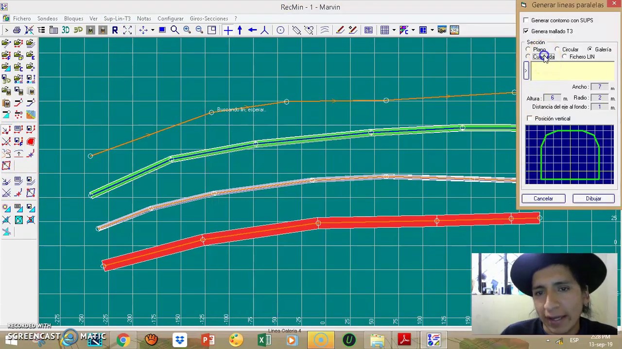 Como diseñar galerias  con el software minero RecMin. Parte I.