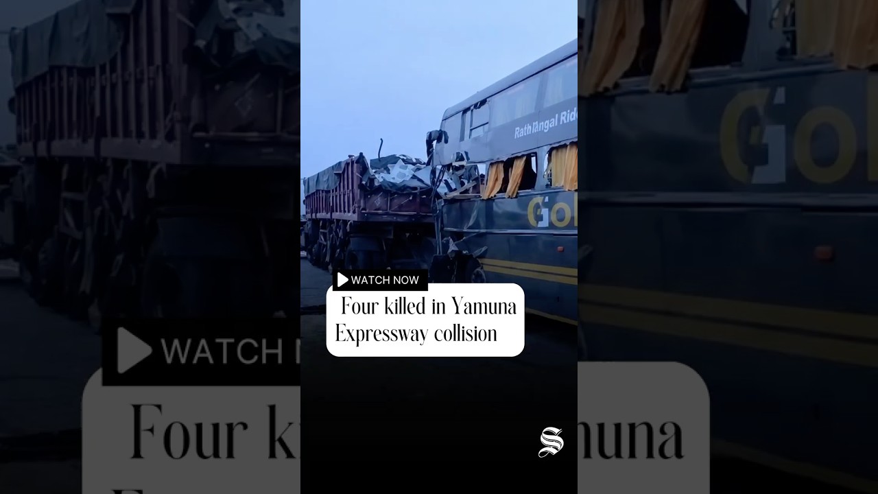 4 killed, several injured in bus trailer collision on Yamuna Expressway | #shorts