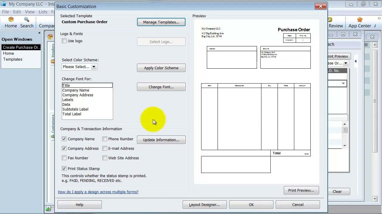 Purchase Order Template - Basic Customization - QuickBooks Enterprise Training - Expert Tutorial