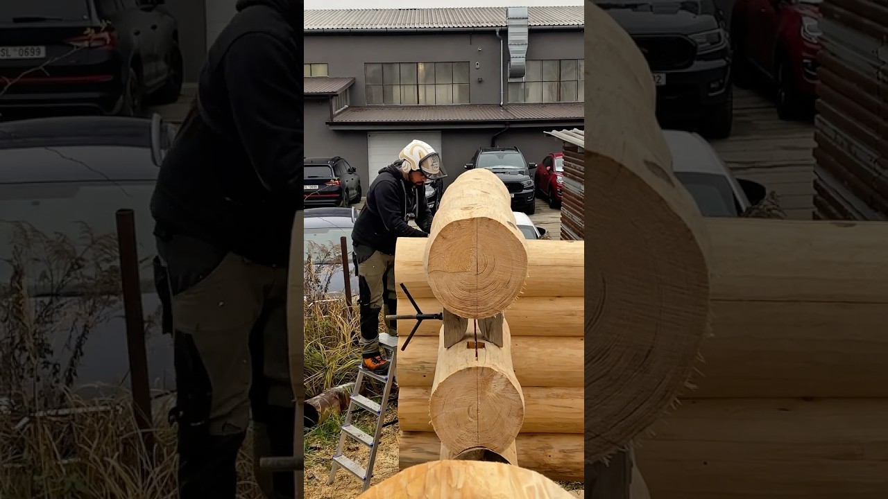V&yacute;roba srubu postup při opisov&aacute;n&iacute; kulatiny #woodworkers #woodworkingtools #woodwork