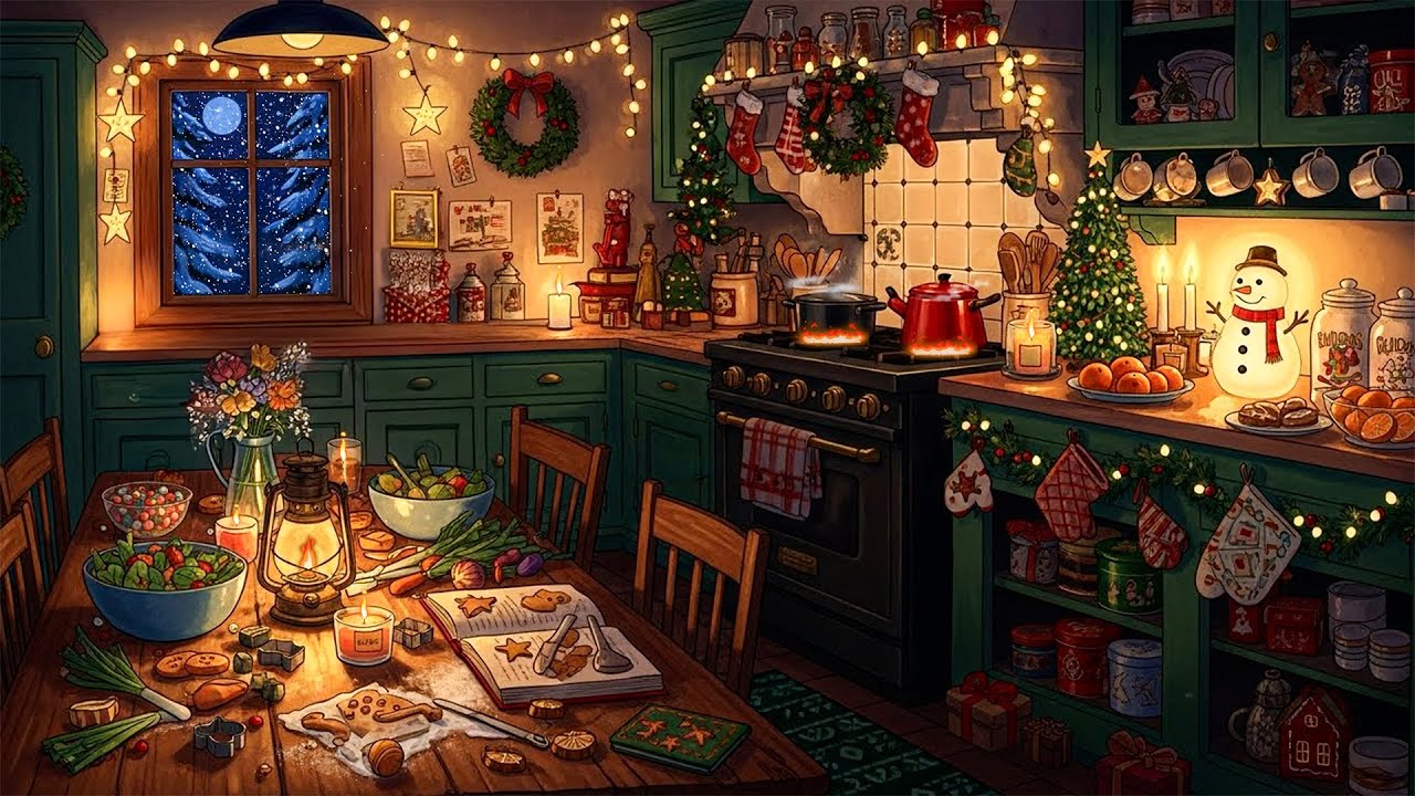 Winter Snowy Night and You&rsquo;re Listening to Vintage Music in a Cozy Cottage Kitchen | Blizzard Sounds