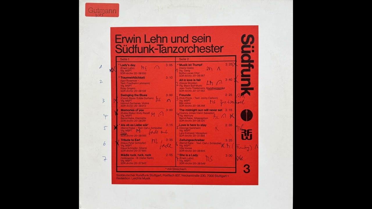 Erwin Lehn und sein Südfunk Tanzorchester – Als Ob Es Liebe Wär'