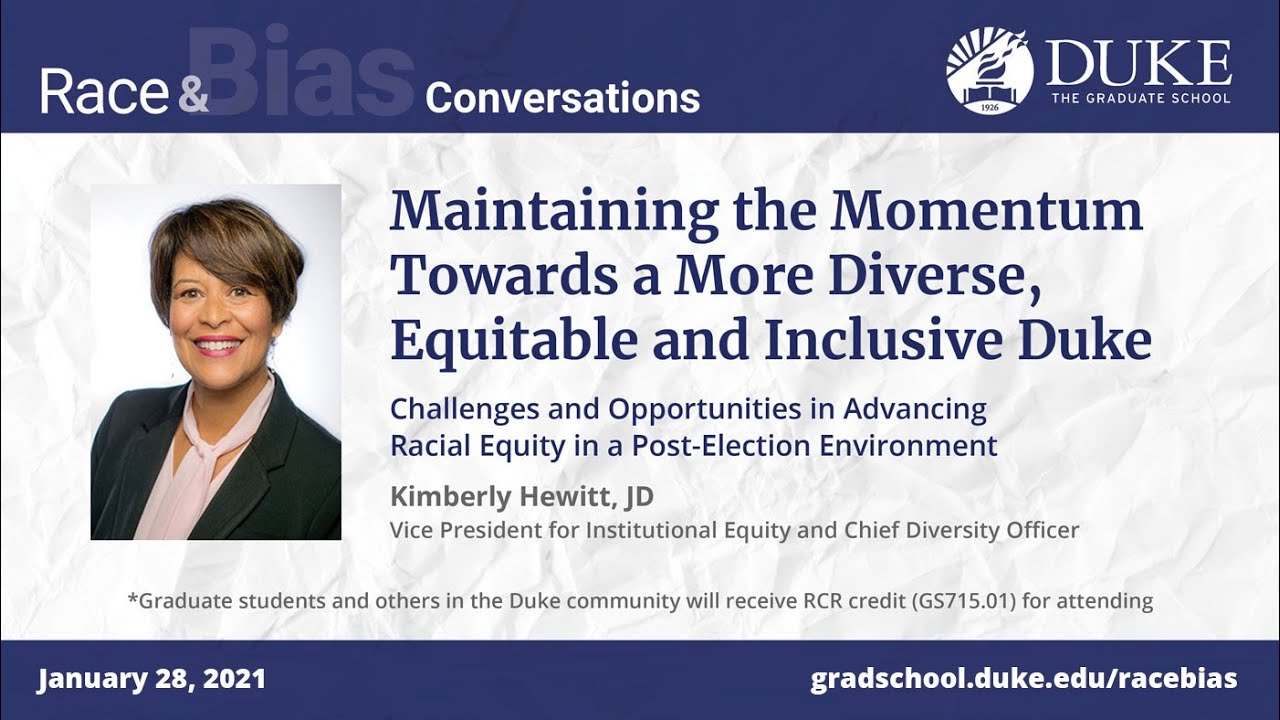 Race and Bias Conversation: Kimberly Hewitt, Duke VP for Institutional Equity