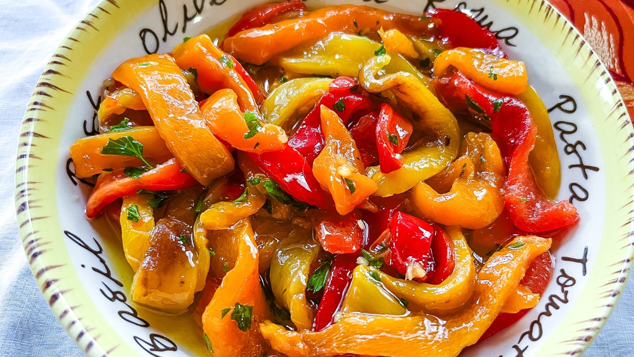 Delicious Marinated Roasted Sweet Peppers - Italian Recipe