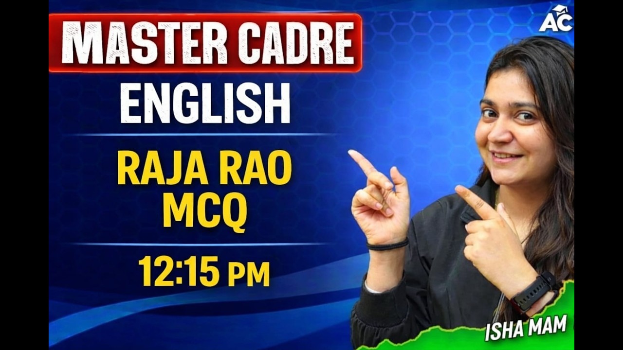 Master Cadre English 2026 | Raja Rao Mcq | With Details By Isha Mam