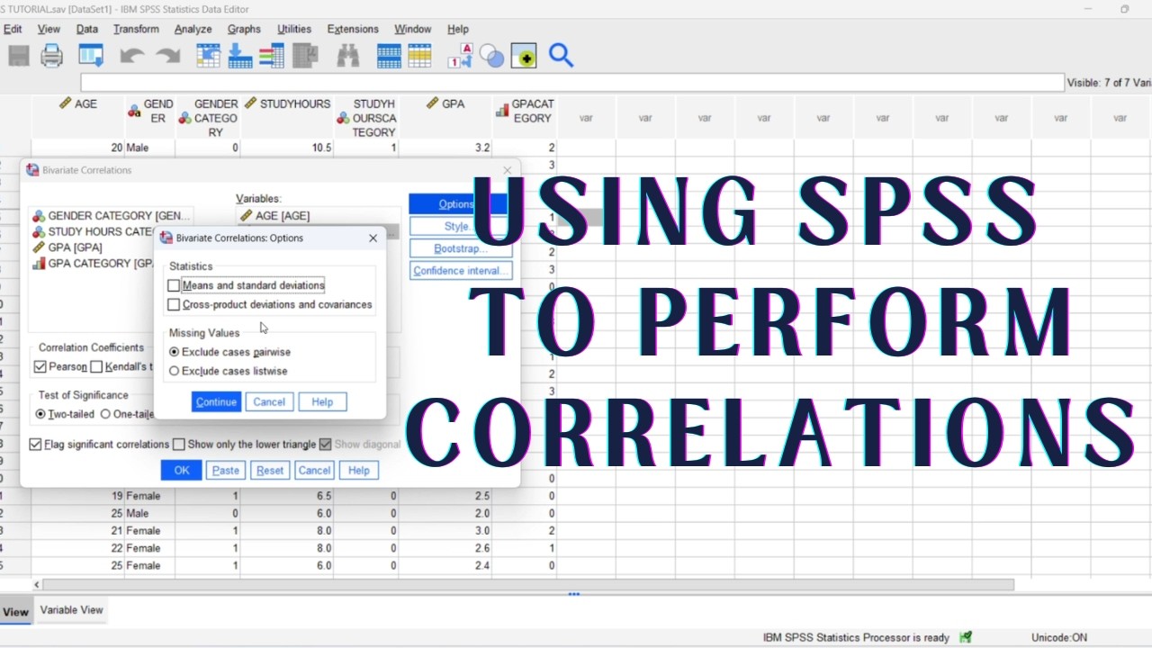 Performing Correlations on SPSS. BIVARIATE ANALYSIS on SPSS for Beginners | SPSS Tutorial.