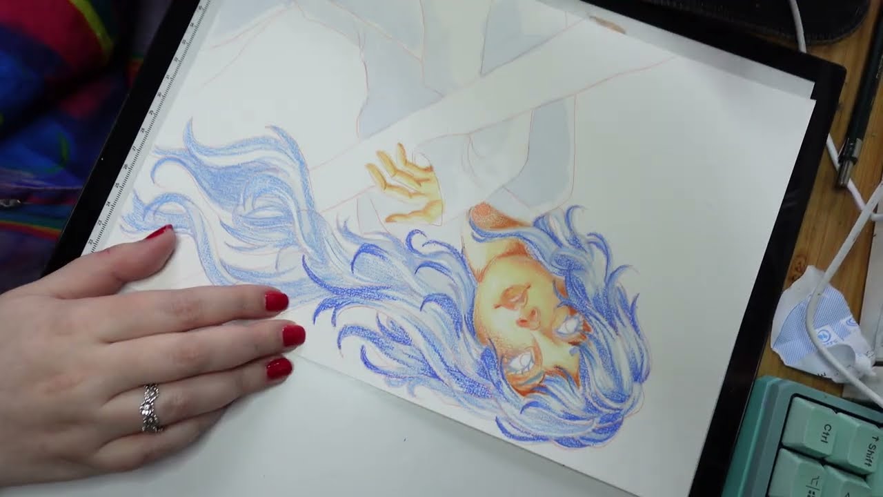 drawing with colored pencils and trying out asmr