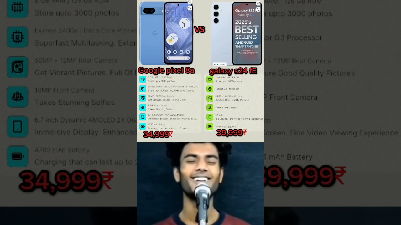 Google pixel 8a vs samsung galaxy s24 FE 5g best compireson reviews 