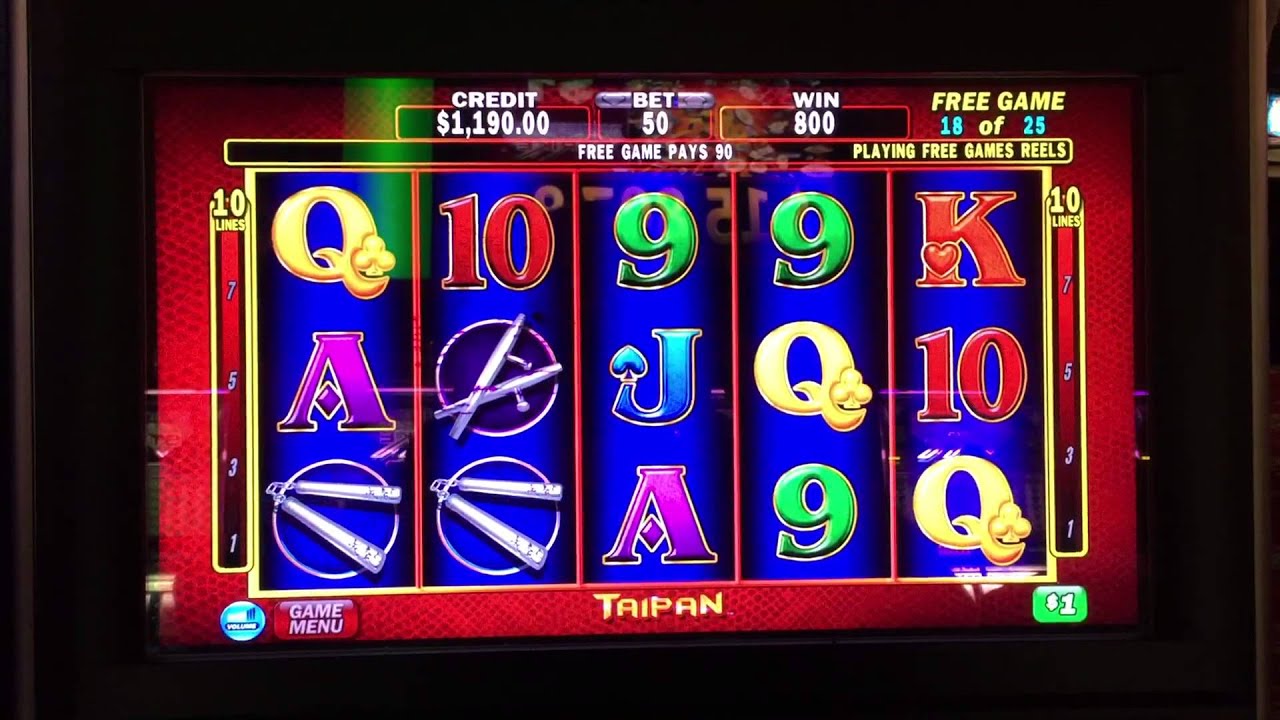 Taipan 25 FREE GAMES Bonus Round Jackpot at $50/pull on Taipan