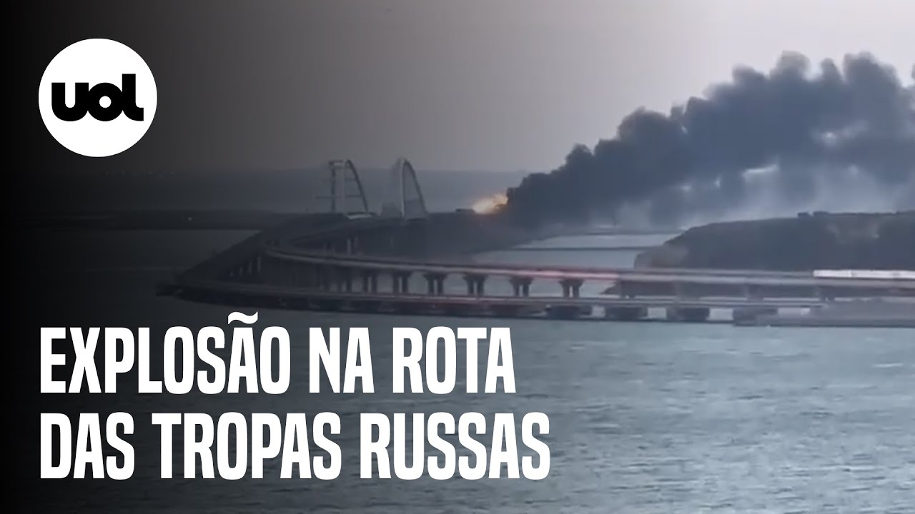 Explosão destrói parte de ponte estratégica que liga Rússia à Crimeia; veja vídeos