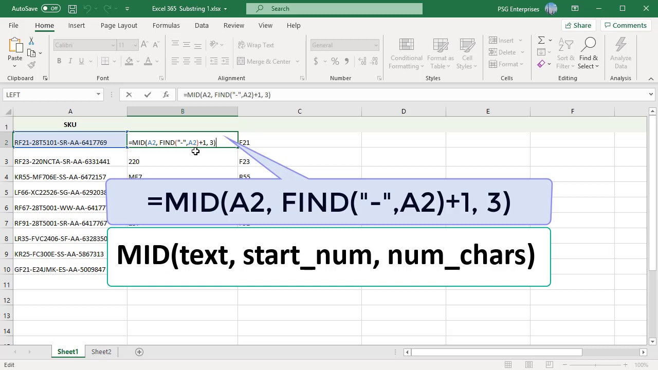 Extract Specific length of text following or preceding a specific character in Excel - Office 365