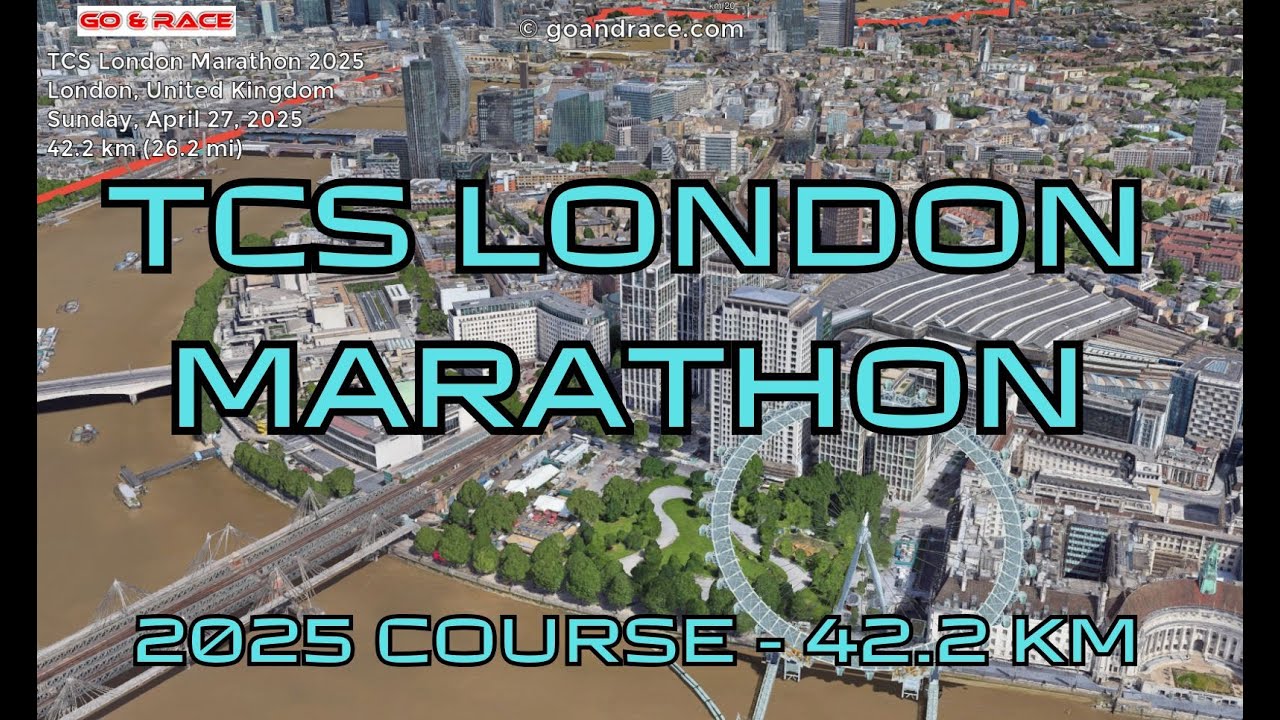 TCS London Marathon 2025: fly over the marathon course! Video of the race path.